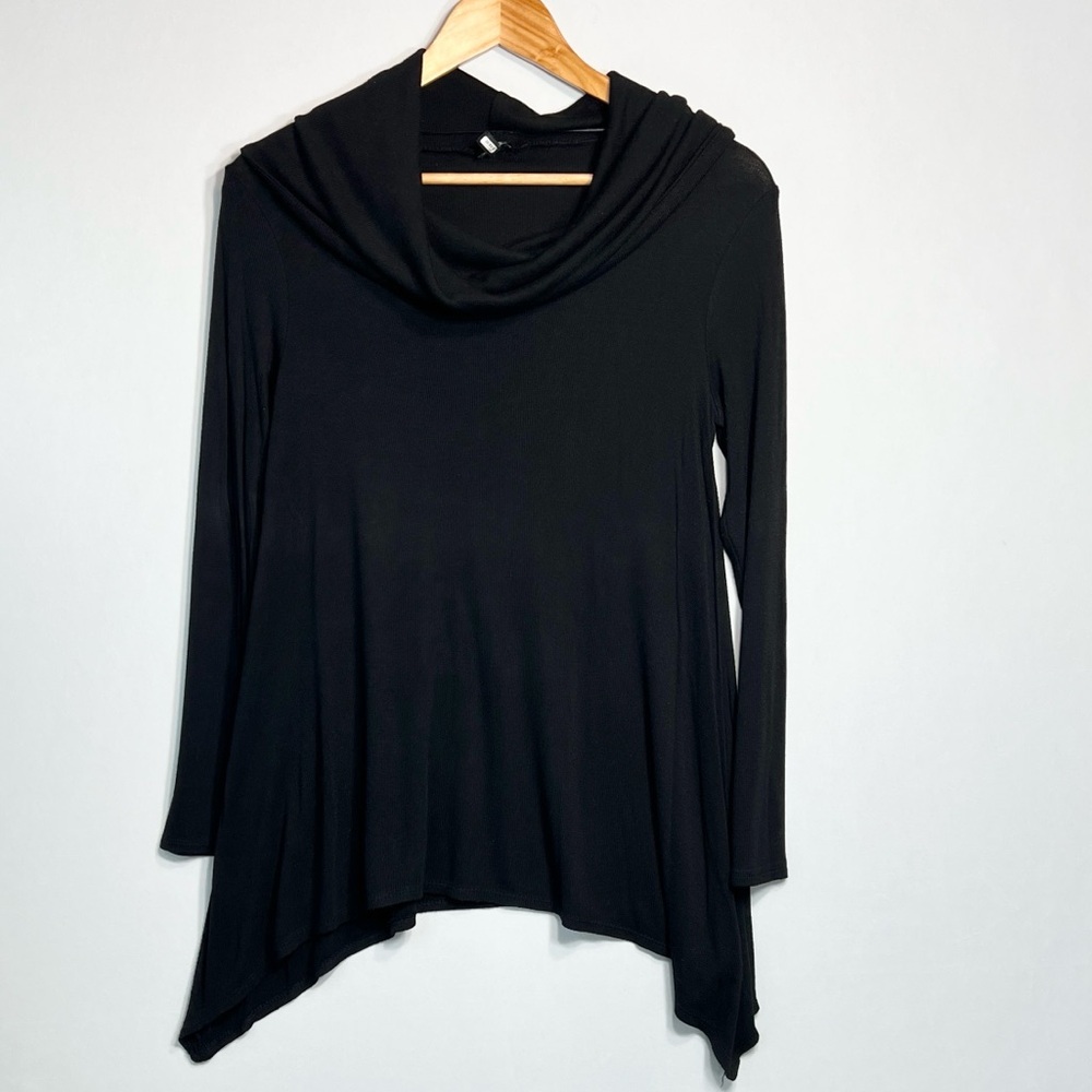 Cable & Gauge Lightweight Black Cowl Neck Tunic Top Size Small